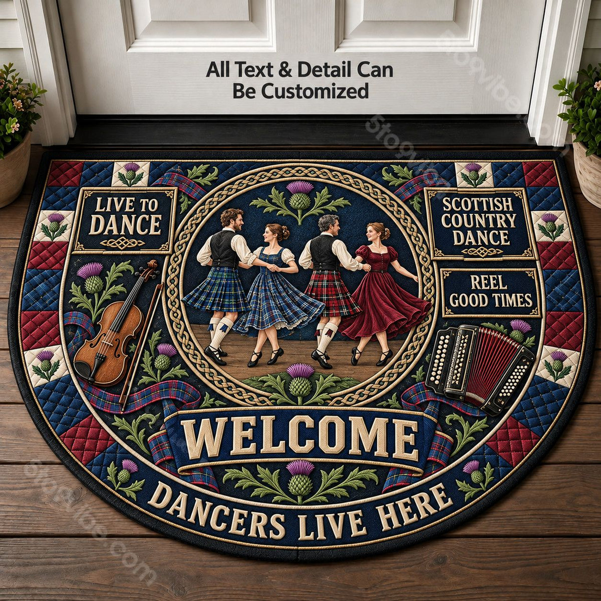 Scottish Country Dance Personalized Half Round Mat | 5To9Vibe