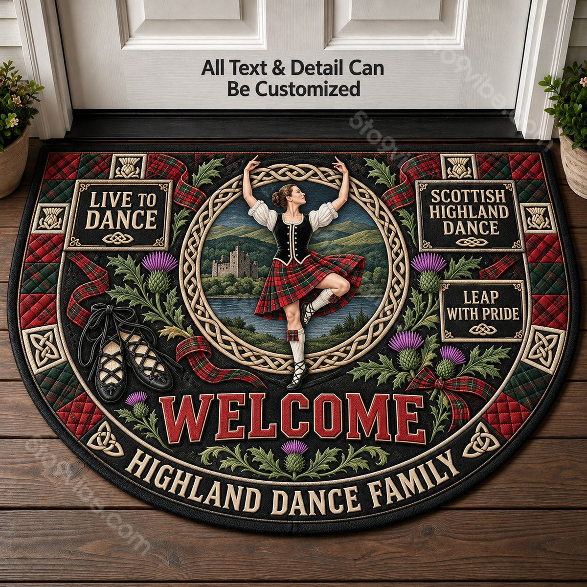 Scottish Highland Dance Personalized Half Round Mat | 5To9Vibe