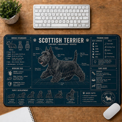Scottish Terrier Dog Breed Visual Guide Desk Mat | 5To9Vibe