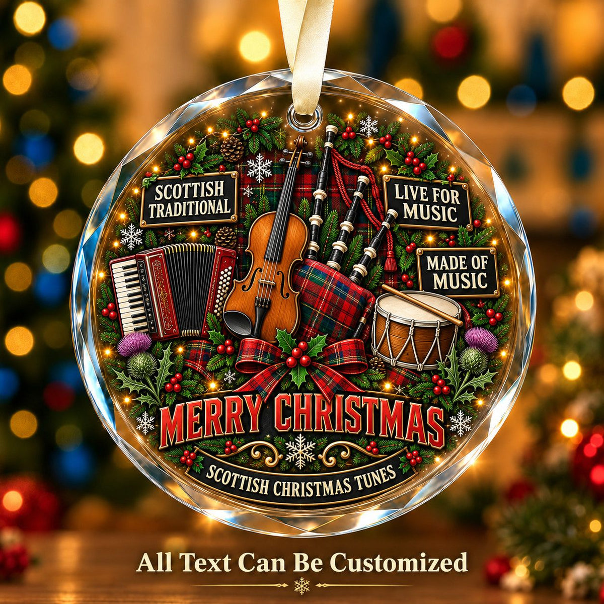Scottish Traditional Personalized Glass Ornament | 5To9Vibe