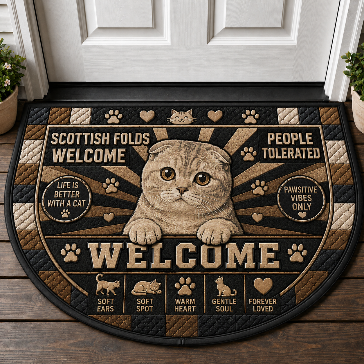 Indoor Cat Lives Here Doormat - Funny Cat Bedtime Welcome Mat - 5to9vibe