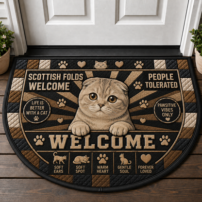 Indoor Cat Lives Here Doormat - Funny Cat Bedtime Welcome Mat - 5to9vibe