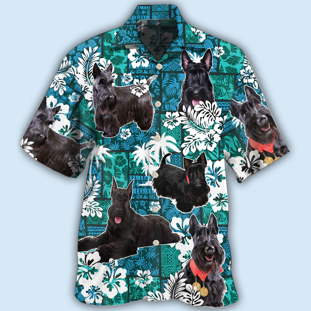 Scottish Terrier Dog Lovely Tribal Tropical Style - Hawaiian Shirt 