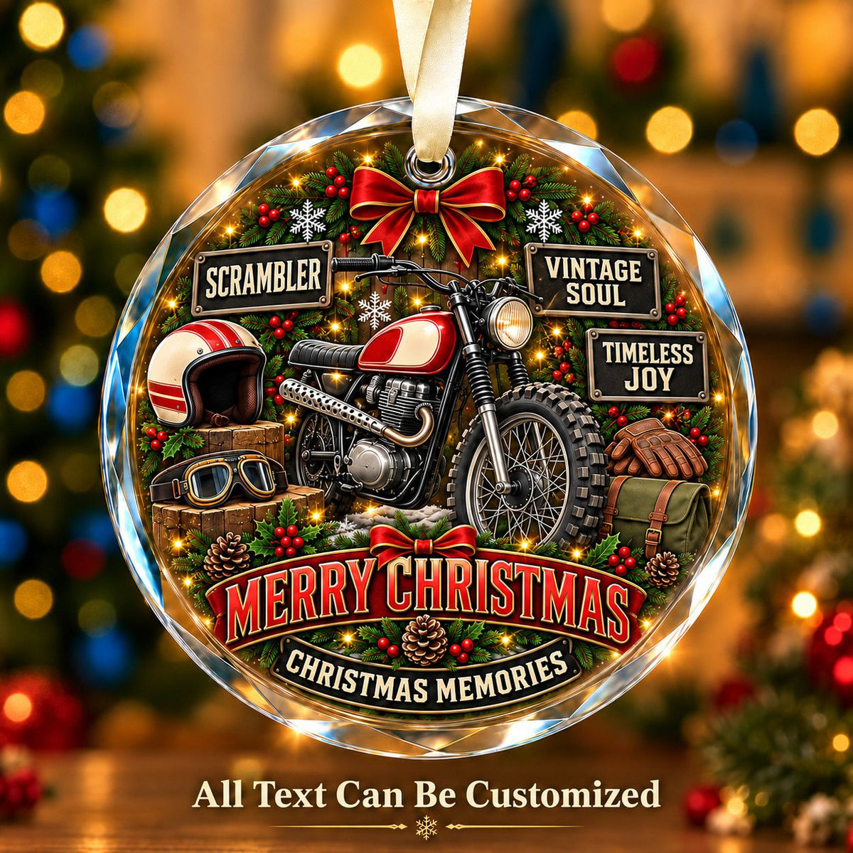 Scrambler Personalized Glass Ornament | 5To9Vibe