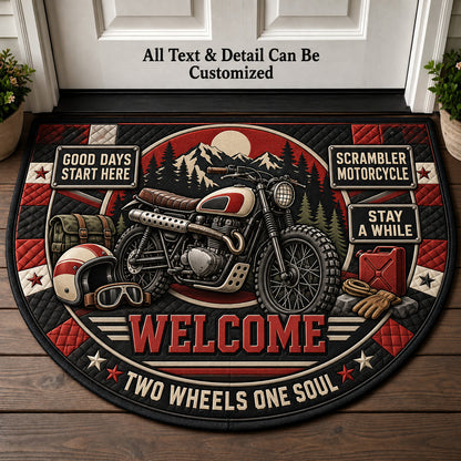 Scrambler Motorcycle Personalized Half Round Mat | 5To9Vibe