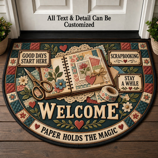 Scrapbooking Personalized Half Round Mat | 5To9Vibe