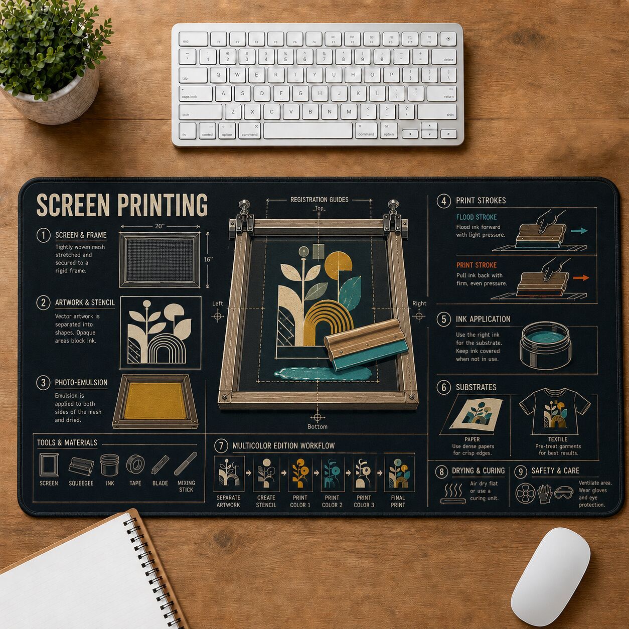 Screen Printing Creative Reference Guide Desk Mat | 5To9Vibe