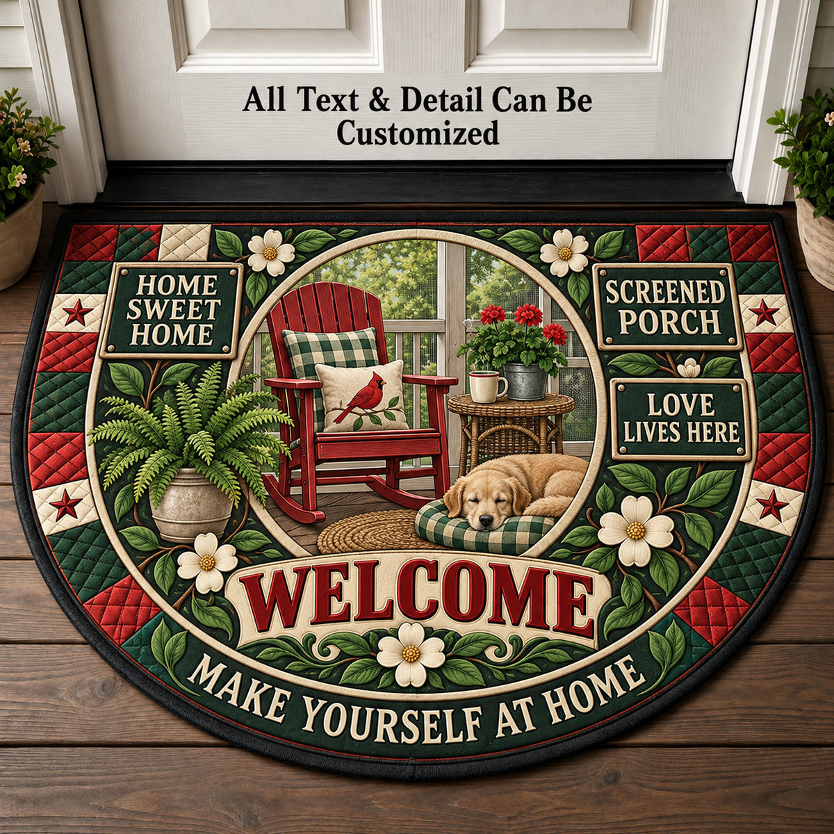Screened Porch Personalized Half Round Mat | 5To9Vibe