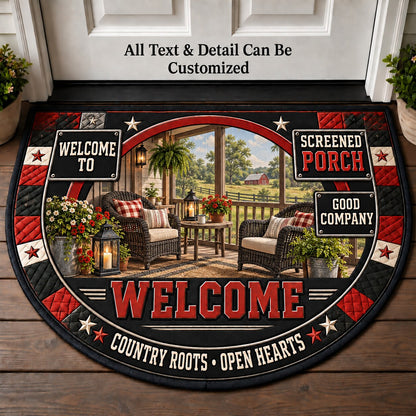 Screened Porch Personalized Half Round Mat | 5To9Vibe