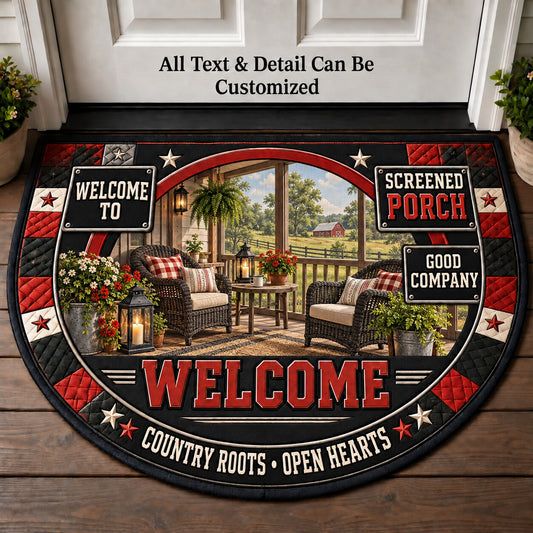 Screened Porch Personalized Half Round Mat | 5To9Vibe