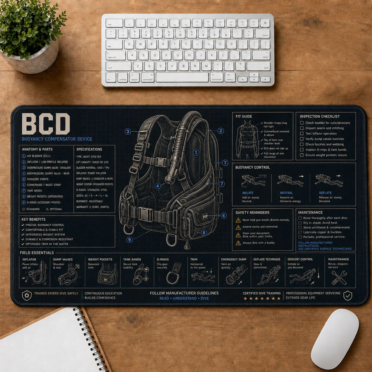 Scuba BCD Desk Mat | 5To9Vibe