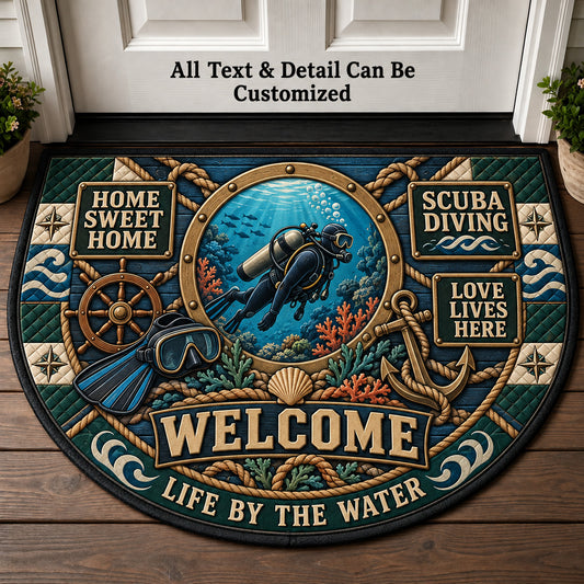 Scuba Diving Personalized Half Round Mat | 5To9Vibe
