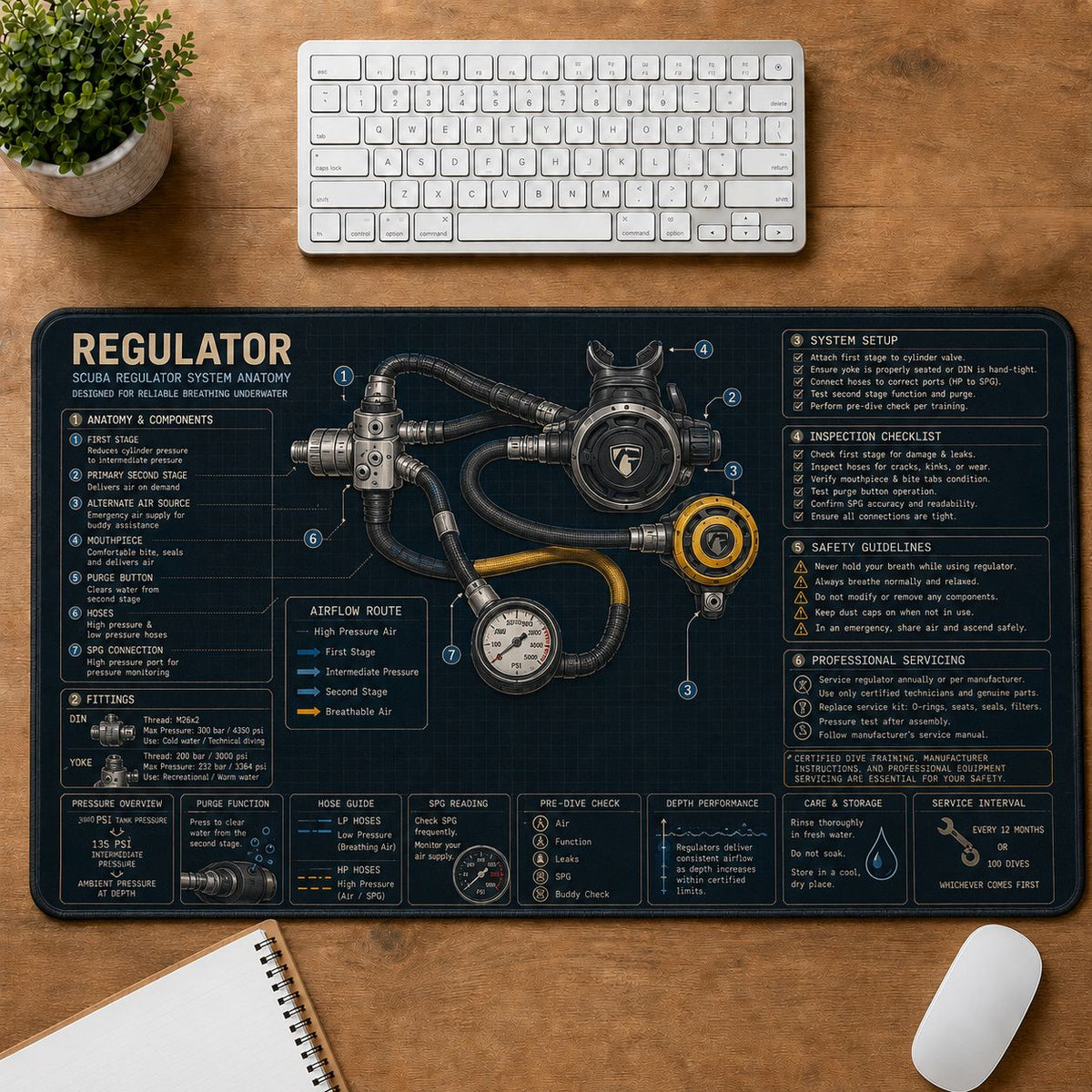 Scuba Regulator Desk Mat | 5To9Vibe