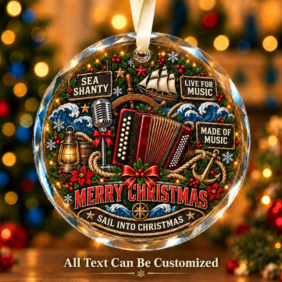 Sea Shanty Personalized Glass Ornament | 5To9Vibe