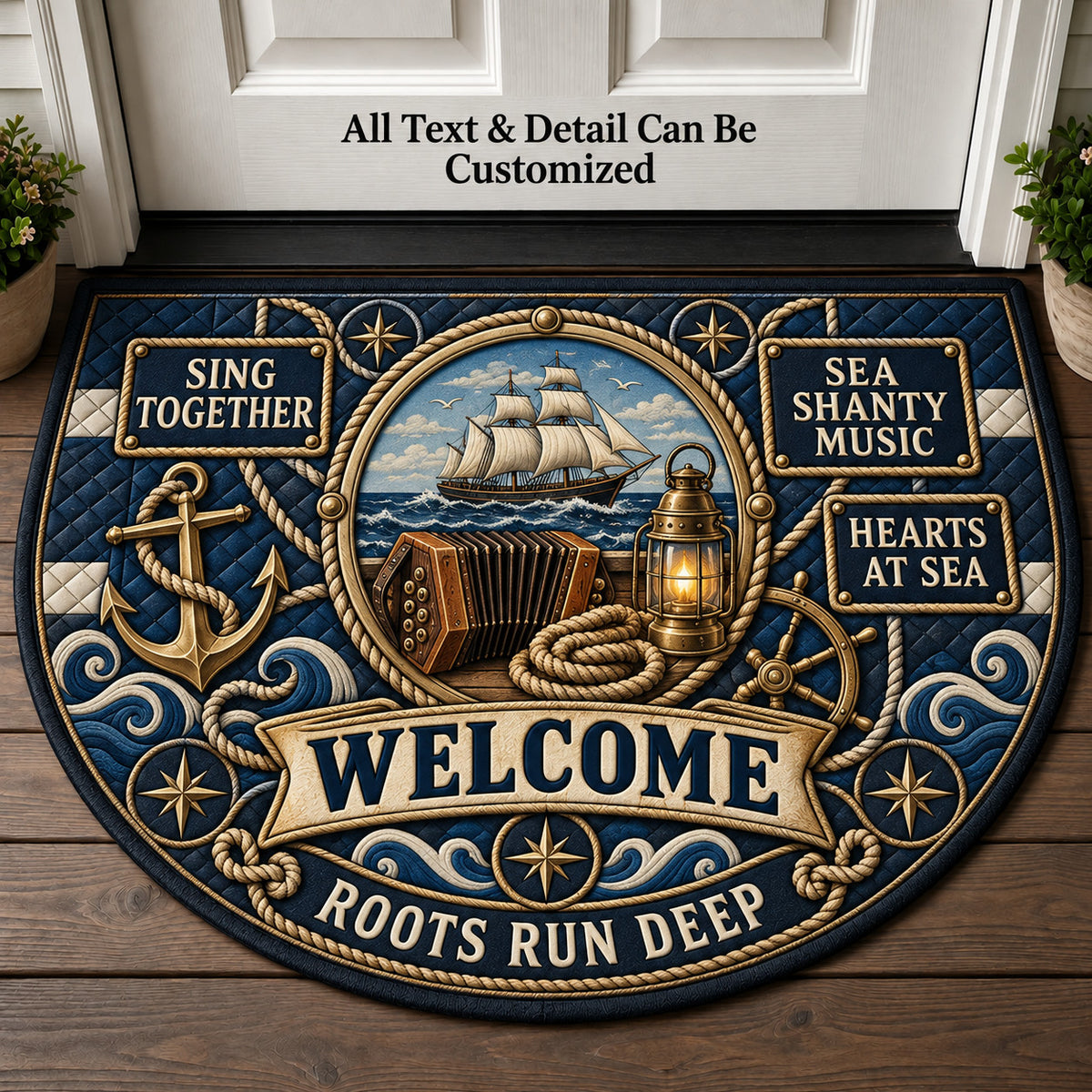 Sea Shanty Music Personalized Half Round Mat | 5To9Vibe