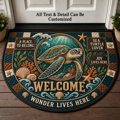 Sea Turtle Lover Personalized Half Round Mat | 5To9Vibe