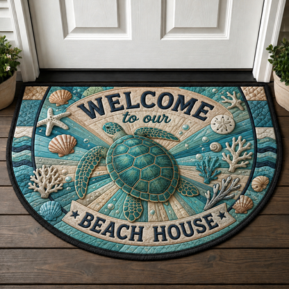 Wipe Your Flippers Whale Welcome Mat - Coastal Lighthouse & Ocean Doormat - 5to9vibe