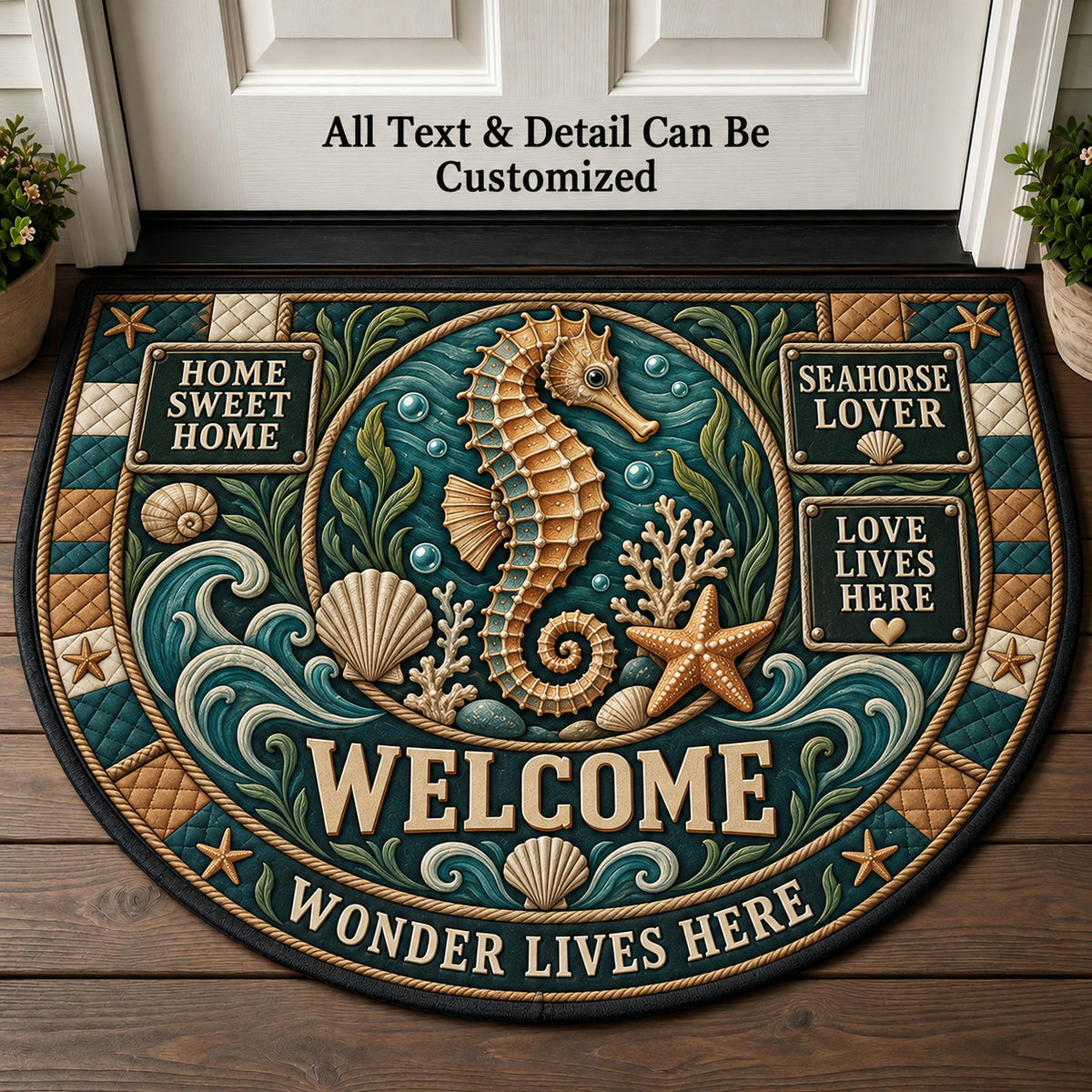 Seahorse Lover Personalized Half Round Mat | 5To9Vibe