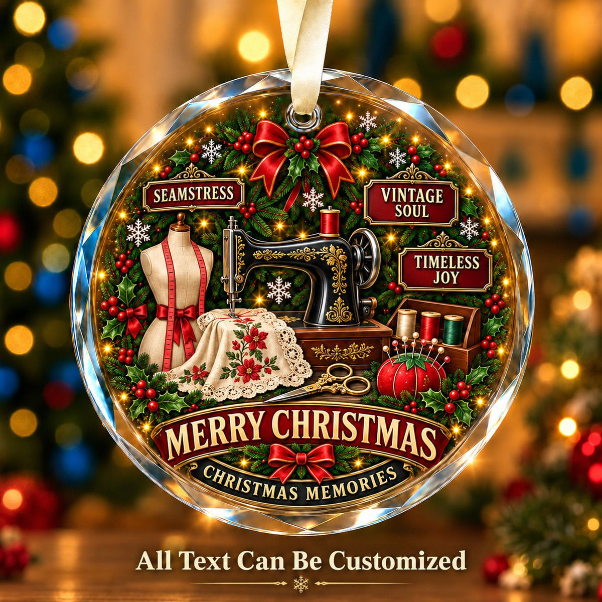 Seamstress Personalized Glass Ornament | 5To9Vibe