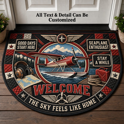 Seaplane Enthusiast Personalized Half Round Mat | 5To9Vibe