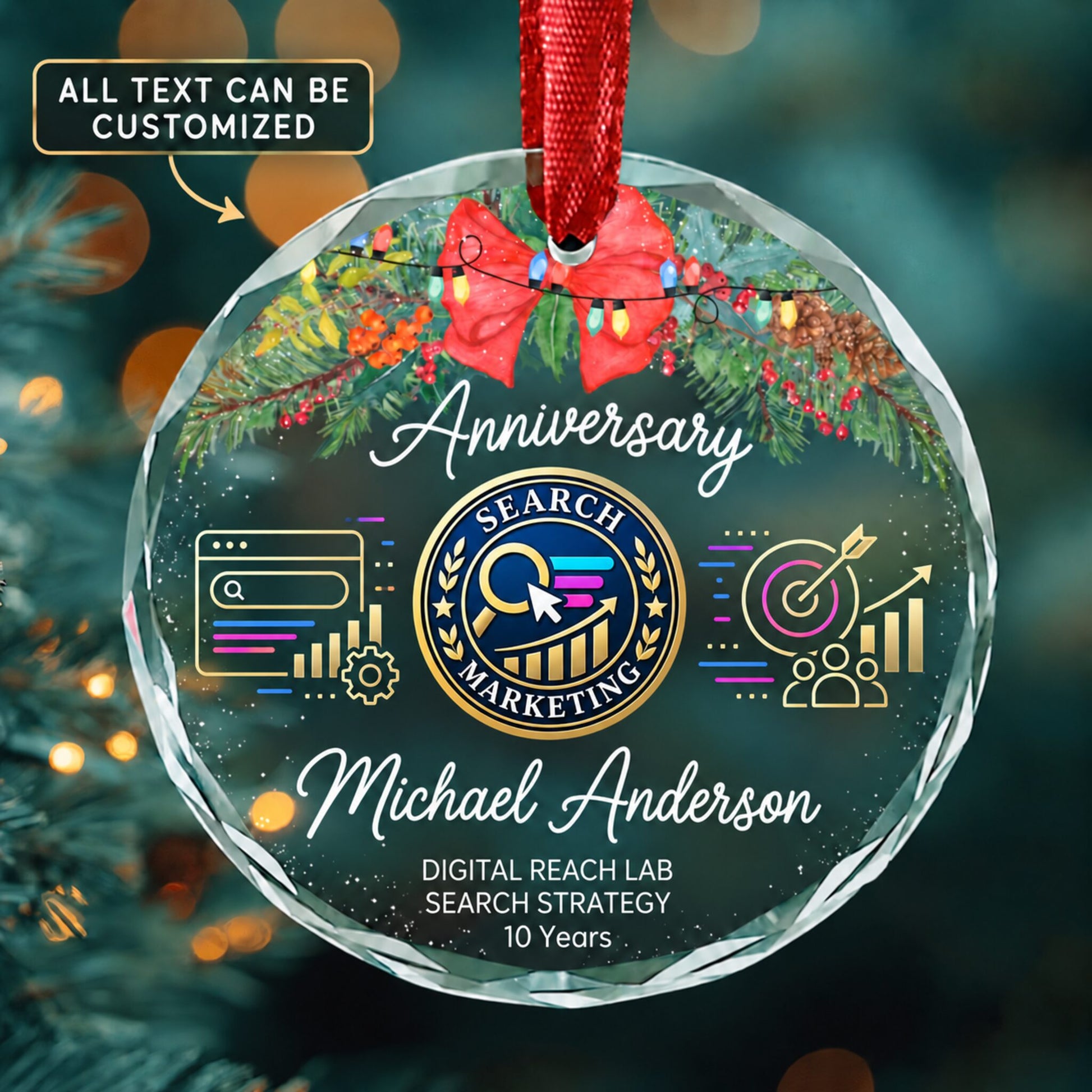 Search Marketing Strategists Personalized Glass Ornament | 5To9Vibe