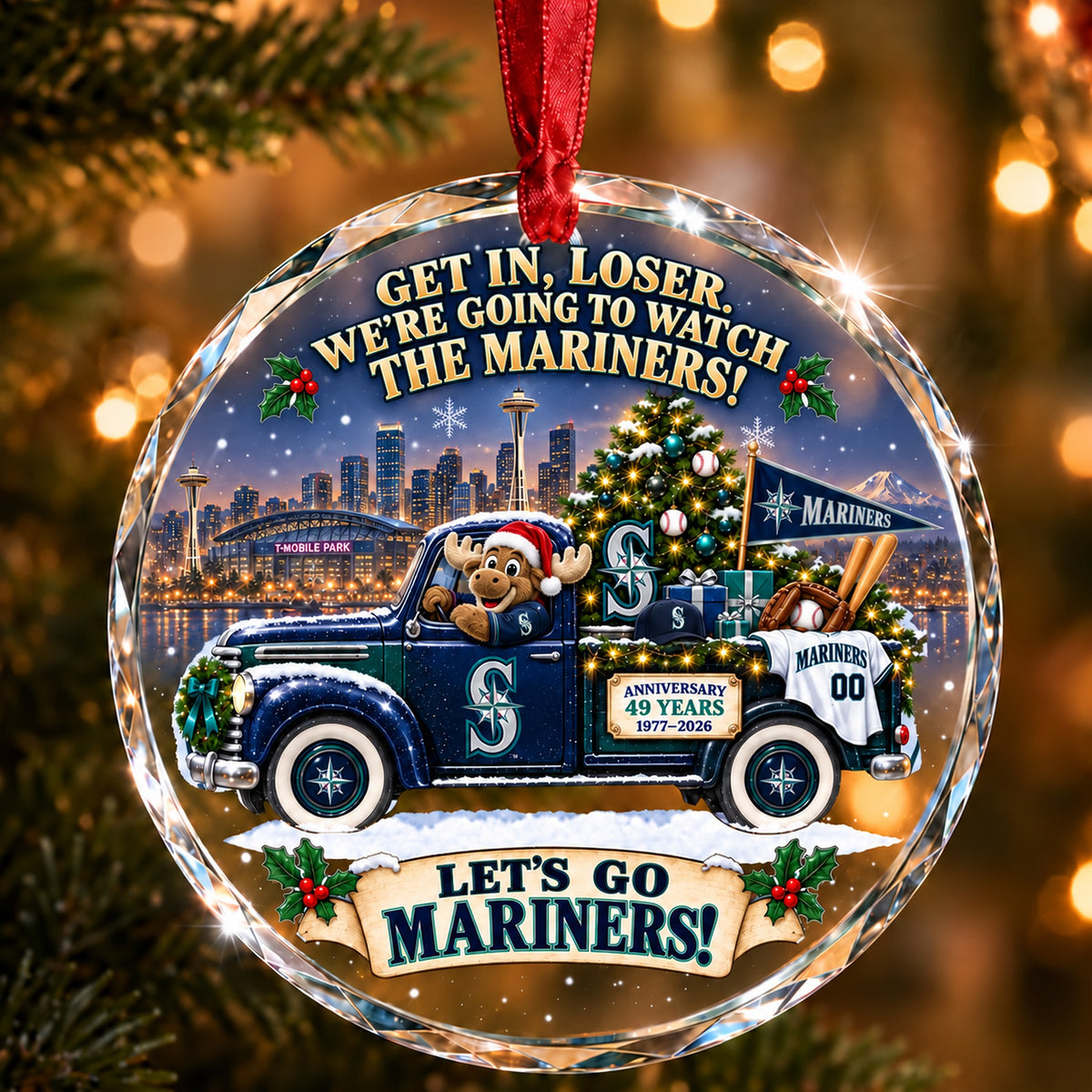 Baseball team Style 25 Glass Ornament mockup | 5To9Vibe