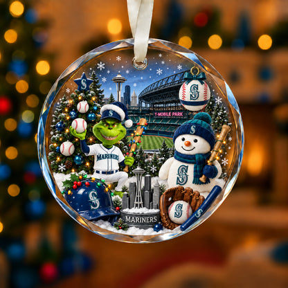 Adorno de vidrio de béisbol, 3 unidades con caja de regalo, equipo de béisbol de Navidad - Adorno de vidrio