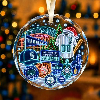 Adorno de vidrio de béisbol, 3 unidades con caja de regalo, equipo de béisbol de Navidad - Adorno de vidrio