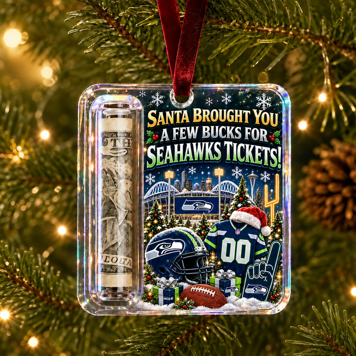 All Football Teams Christmas Money Holder Glass Ornament - 5to9vibe