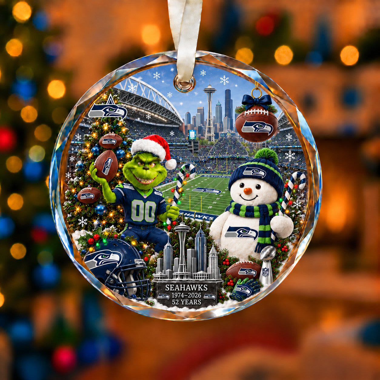 All Football Teams Christmas Vibe Snow Glass Ornament With Gift Box Trending - 5to9vibe
