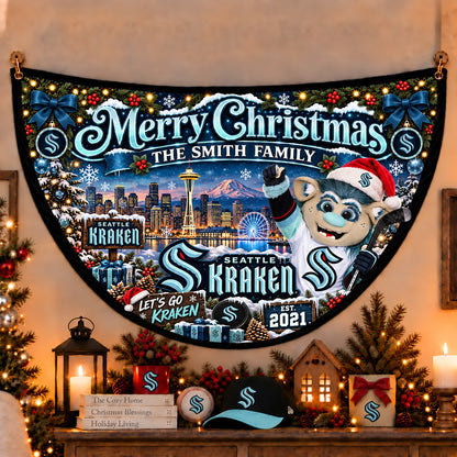 All Hockey Teams Personalized Christmas Night Bunting Flag - 5to9vibe