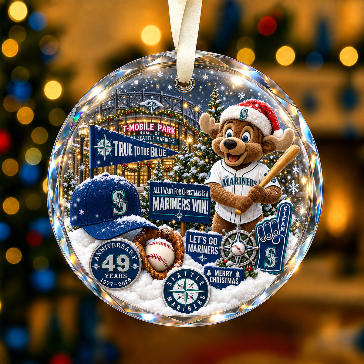 All Baseball Teams Christmas Snow Vibe Round Glass Ornament  With Red Gift Box | 5to9vibe