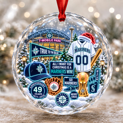 Adorno de vidrio de béisbol, 3 unidades con caja de regalo, equipo de béisbol de Navidad - Adorno de vidrio
