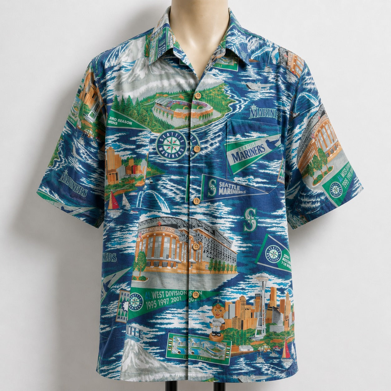 CC Baseball Teams Scenic Pattern Button-Up Unisex Hawaiian Shirt For Men and Women