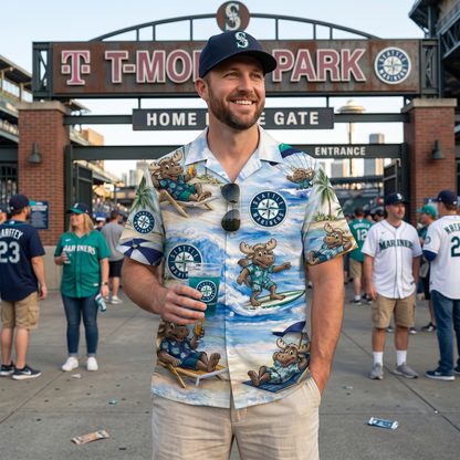 CC Baseball Mascot Beach Viber Button-Up Unisex Hawaiian Shirt For Men & Women