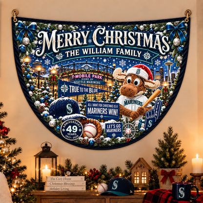 All Baseball Teams Personalized Christmas Night Bunting Flag - 5to9vibe