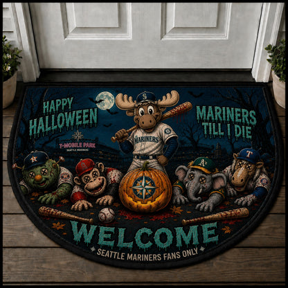 Baseball Halloween All Teams Custom Quilted Print Premium Welcome Mat – Personalized Baseball Doormat