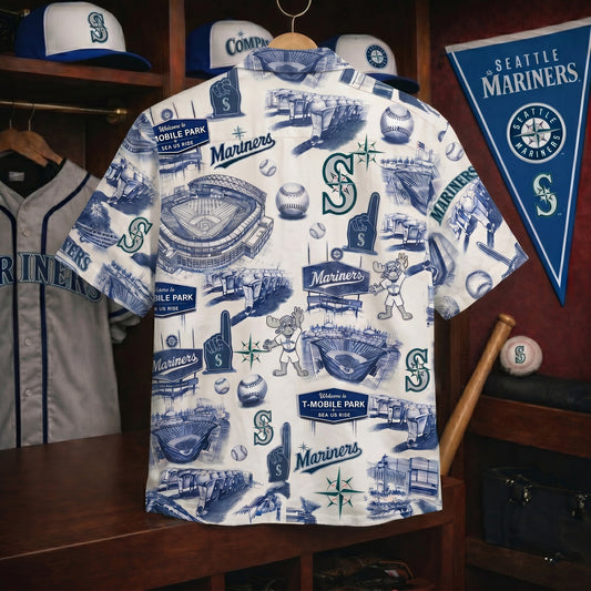 SM Baseball Stadium Slogan Legacy Vintage Unisex Button-Up Hawaiian Shirt