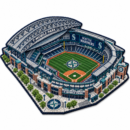 All Baseball Teams Stadium Baseball Fan Custom Quilted Print Premium Welcome Mat Washable Black Border – Personalized Baseball Doormat
