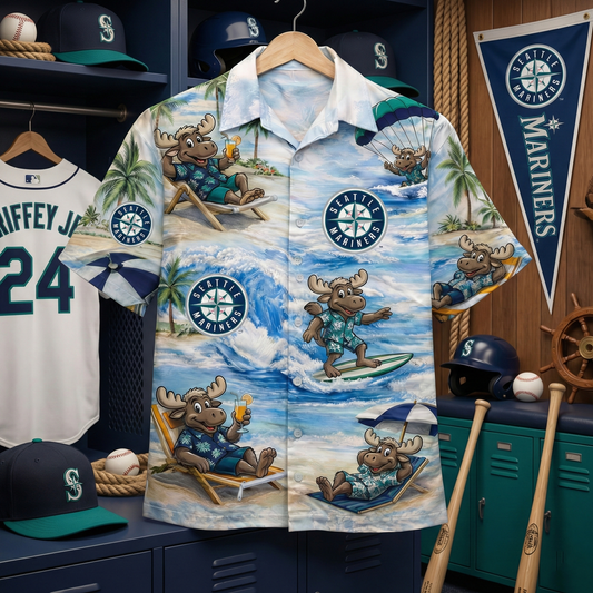 SM Baseball Mascot Beach Viber Button-Up Unisex Hawaiian Shirt For Men & Women