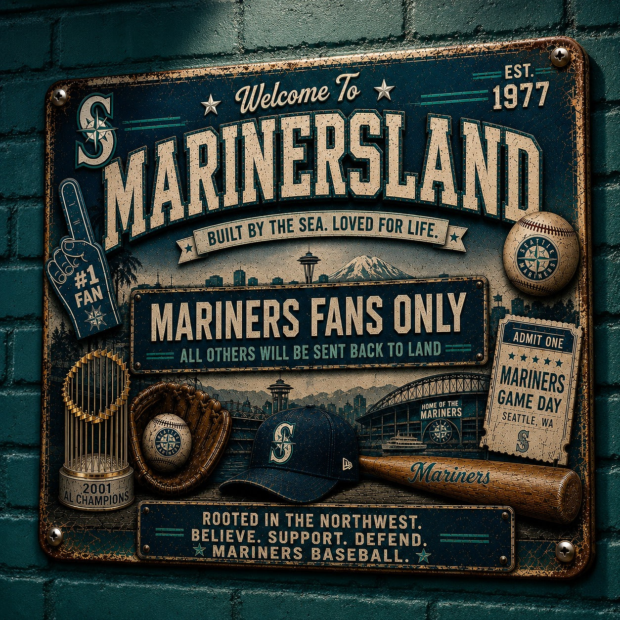 All Baseball Fans Teams Only Vintage Metal Sign - 5to9vibe