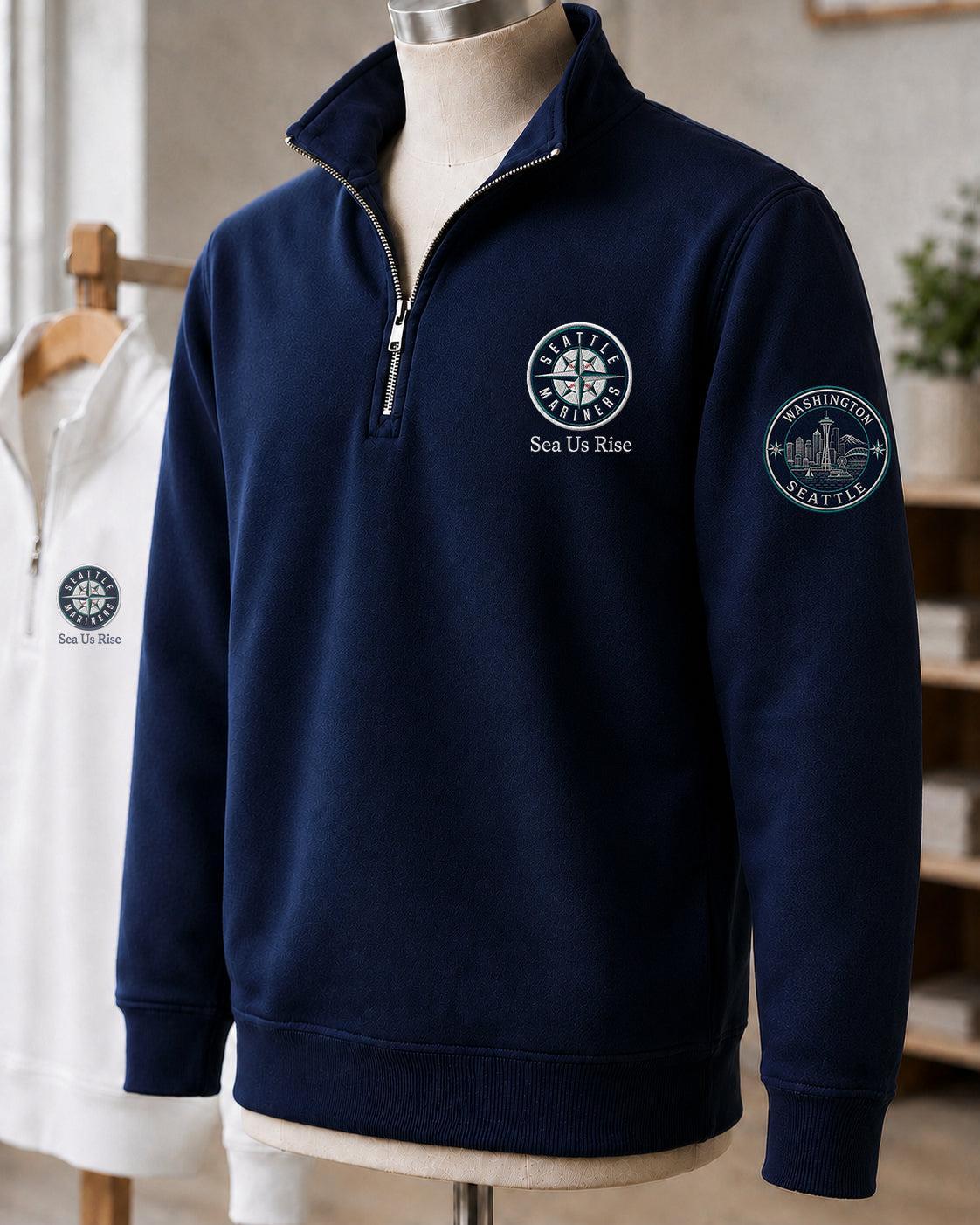 All Baseball Teams Embroidered Logo and City Premium Quarter Zip Sweatshirt, Inspired Quarter Zip Sweater, Unisex Baseball Sweatshirt