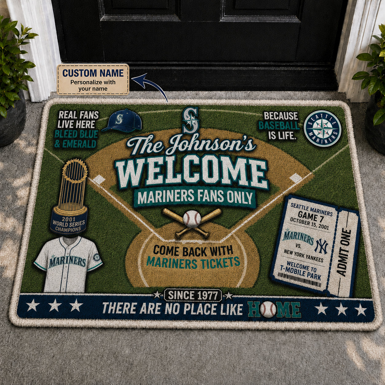 Alfombra personalizada de bienvenida premium de equipo de la MLB – Felpudo de béisbol personalizado