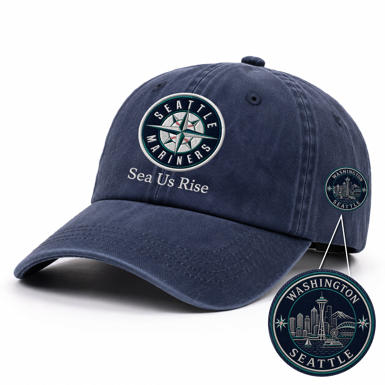 Baseball Team Slogan Cap All Teams Embroidered Logo Premium Wash Cap