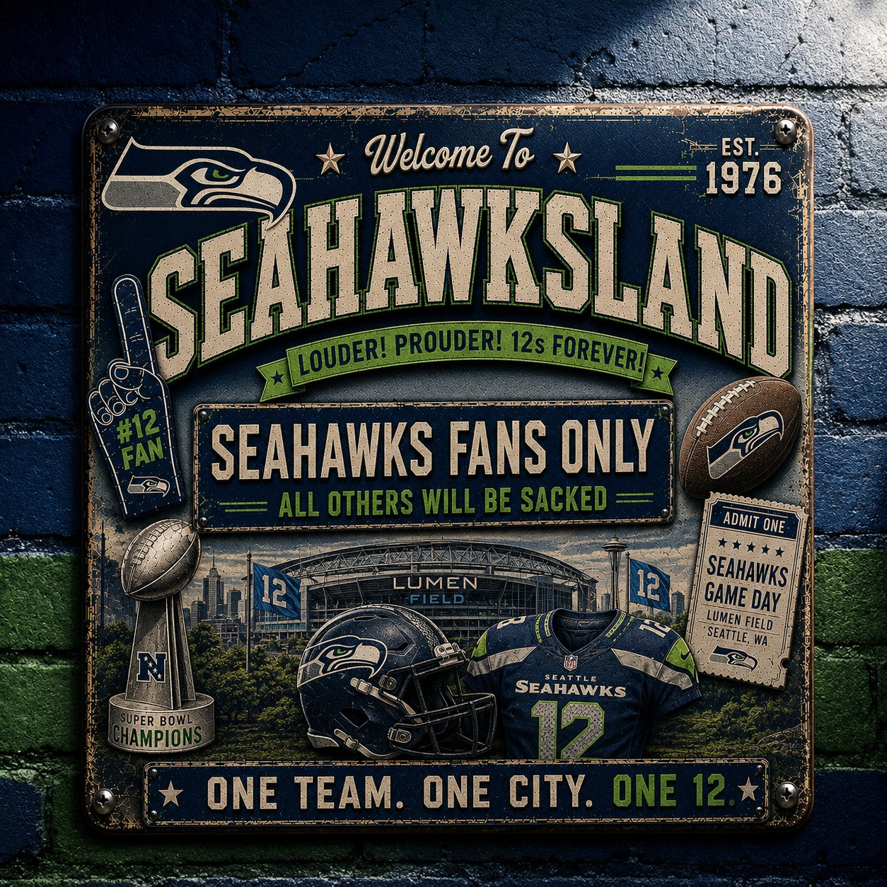 All Football Fans Teams Rustic Only Vintage Metal Sign - 5to9vibe