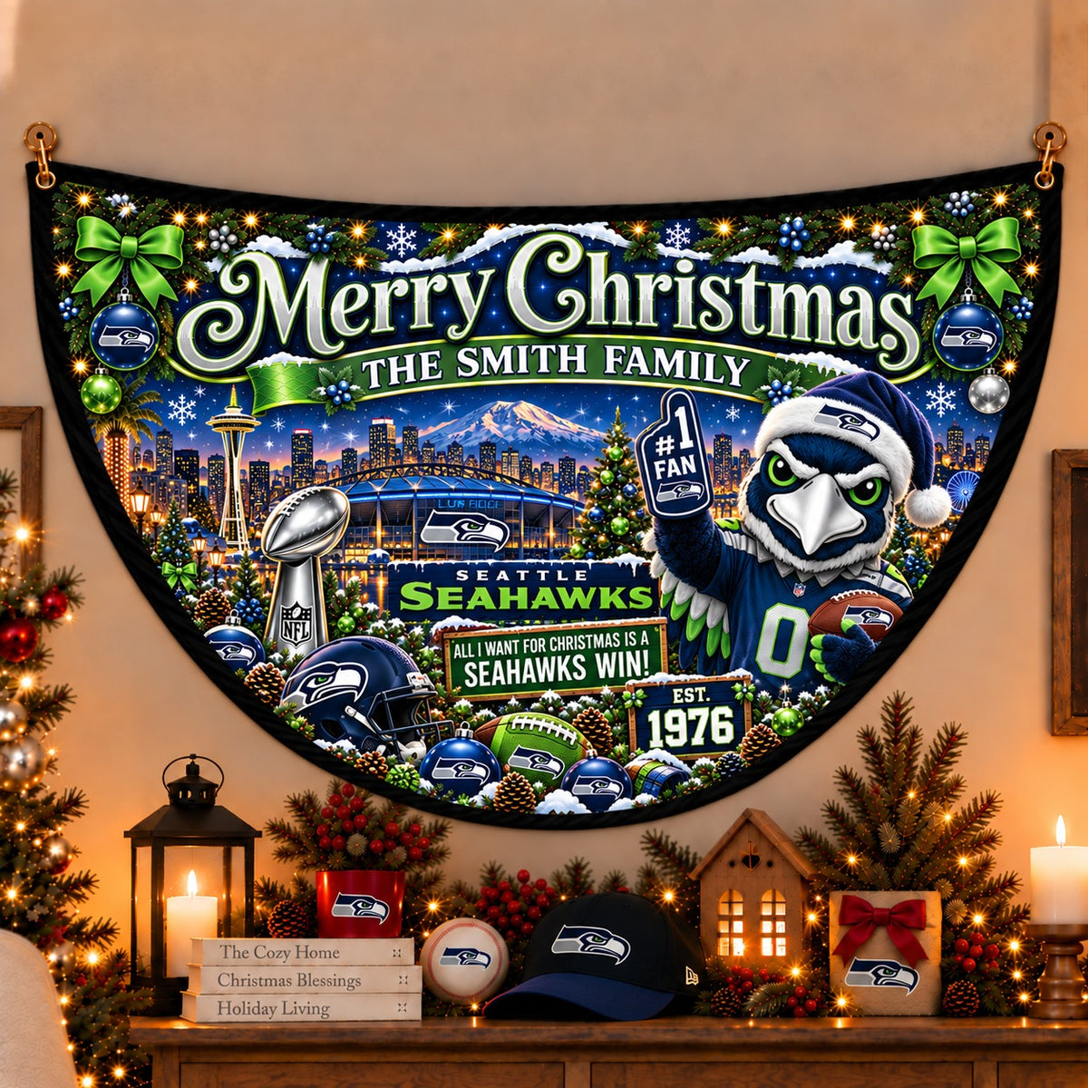 All Football Teams Personalized Christmas Night Bunting Flag - 5to9vibe
