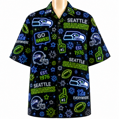 All Football Teams Neon Vibe Summer Button-Up Unisex Hawaiian Shirt For Men and Women