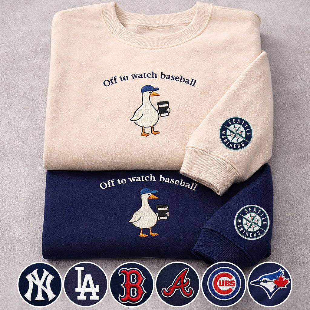 Off to watch Baseball Embroidered Logo Premium Quarter Zip Sweatshirt, Unisex Football Sweatshirt