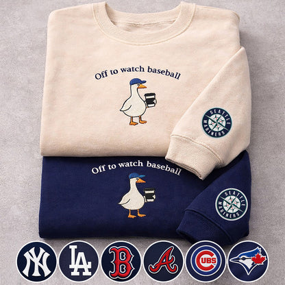 Off to watch Baseball Embroidered Logo Premium Quarter Zip Sweatshirt, Unisex Football Sweatshirt