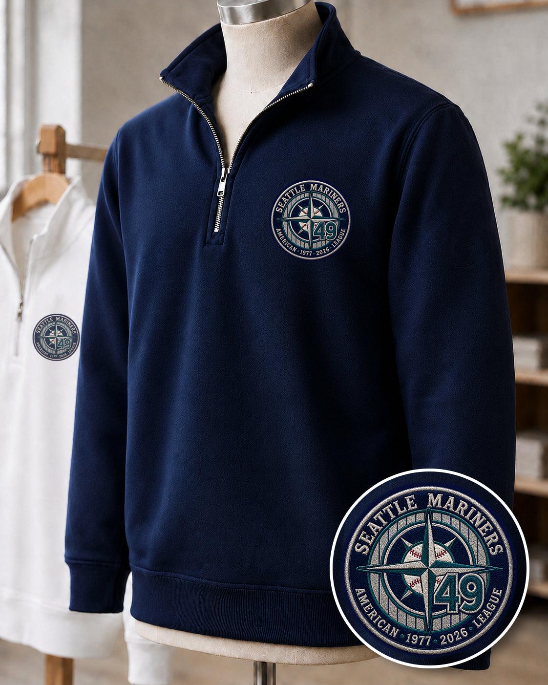 All Baseball Teams Embroidered Logo Anniversary  Premium Quarter Zip Sweatshirt, Inspired Quarter Zip Sweater, Unisex Baseball Sweatshirt